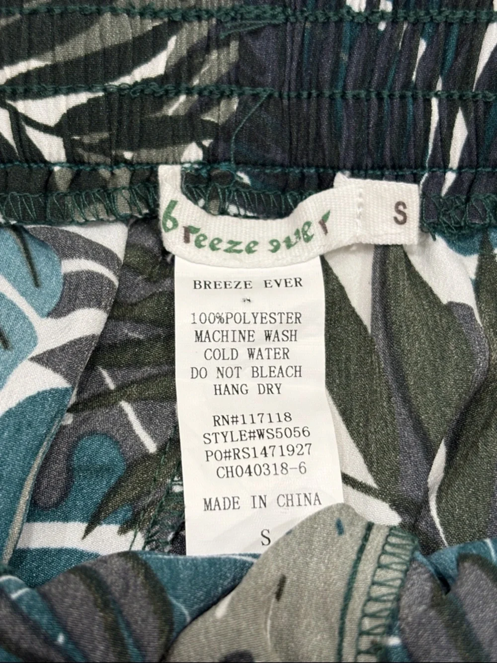 High-Waist Tropical Leaf Tie-Front Women’s Shorts - Teal Multi - Picture 4 of 5